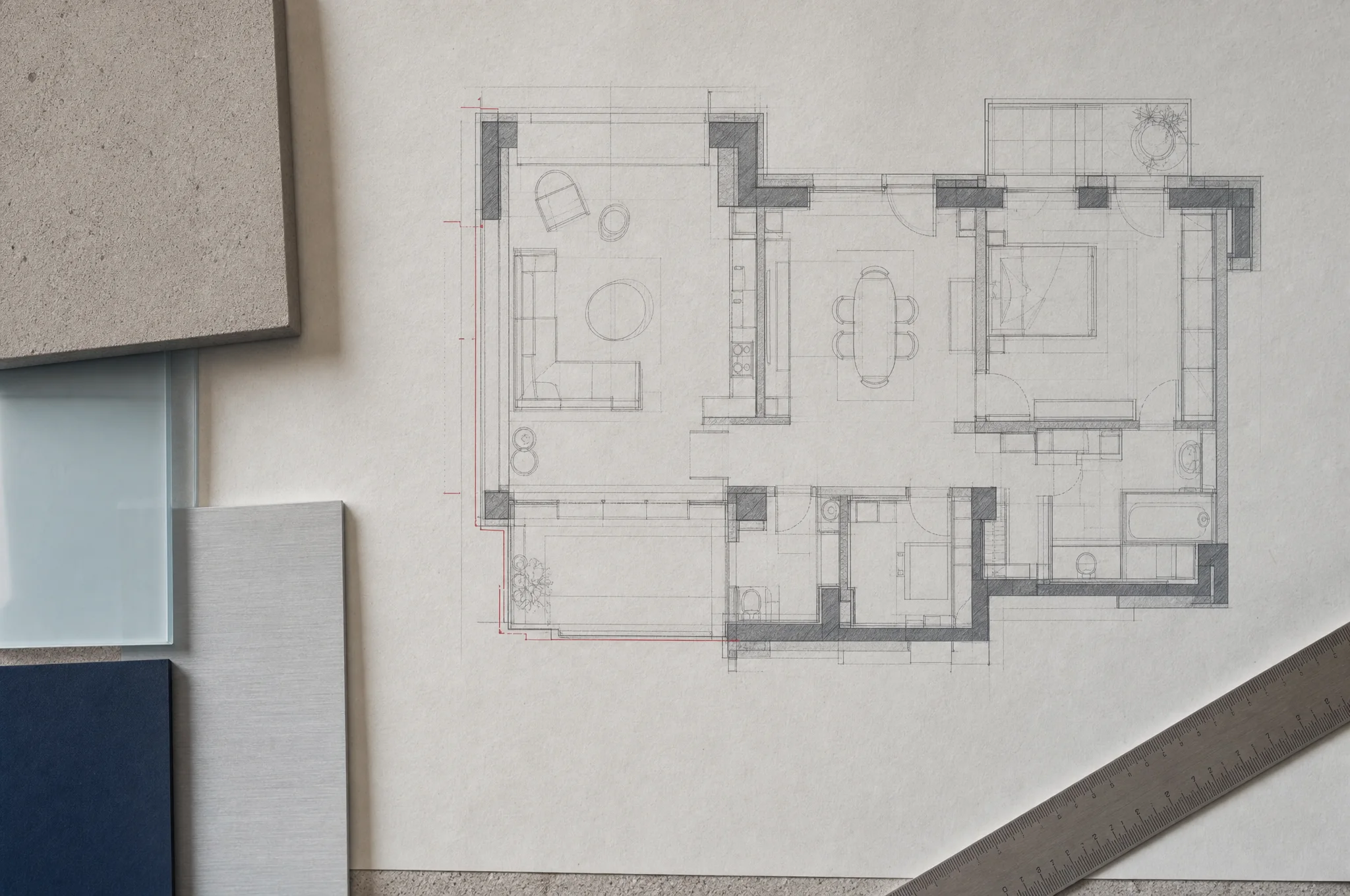 Architekturplan auf Papier